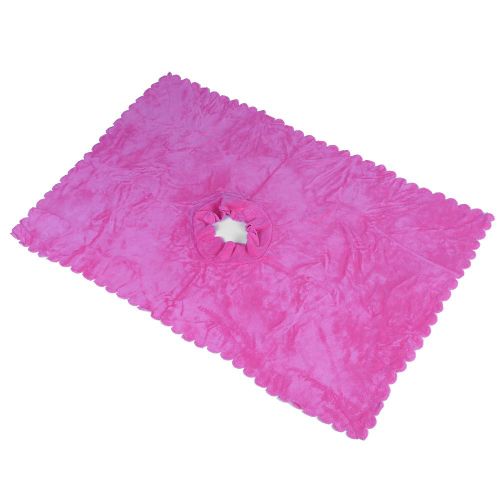 Serviette De Lit De Salon De Beaute De Couleur Unie Avec Trou Ouvert, Serviette Douce Non Pelucheuse, Couverture Rose Fonce