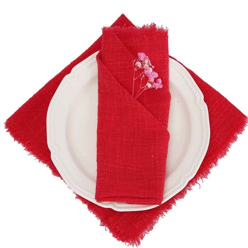 Serviette De Nol En Gaze De Coton Rtro Rouge,Torchon,Fte De Mariage,Dcor De Table,Fraises,Serviettes Minrales,32x32cm,24 Pices