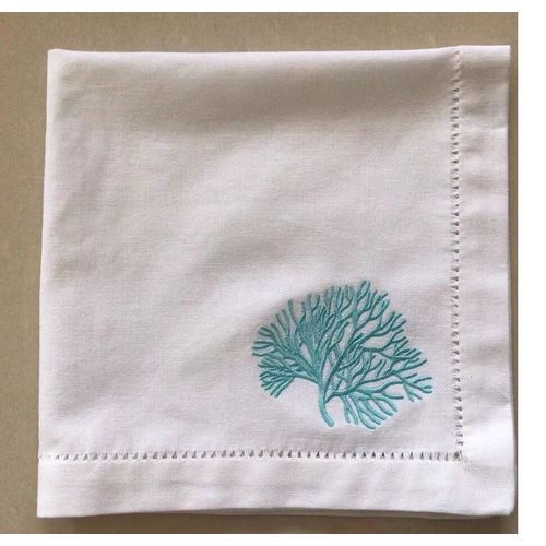 Serviette De Table Brode De Coraux Multicolores,Napperon,Ourl,Coton Et Lin,Dcoration De Table