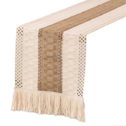 Serviette De Table De Style Bohme Beige Crme Avec Pompon Tiss  La Main Coton Lin pissage Table Table De Ferme Table DAutomne,C