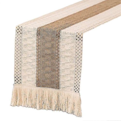Serviette De Table De Style Bohme Beige Crme Avec Pompon Tiss  La Main Coton Lins pissage Table Ferme