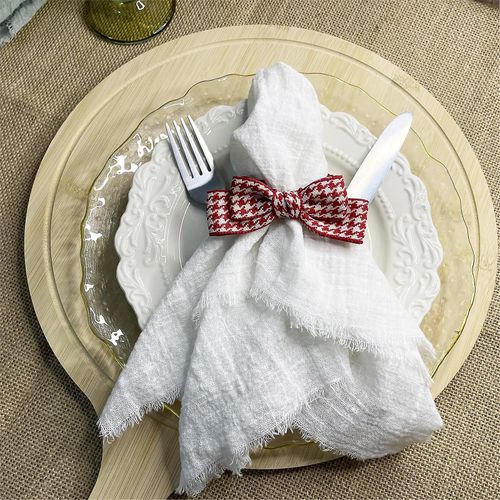 Serviette En Coton Et Anneaux De Serviette Boucle Blanc lgant Pour Dner Table De Mariage Dcor Serviettes