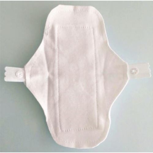Serviette Hyginique Lavable 100% Coton Naturel Bio Blanc Avec Pression Hygine Femme Intimit Douce cologique. Taille : 17,5cm X 7 Cm