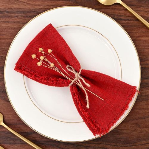 Serviettes De Table Rutilisables En Gaze De Coton Rouge De Nol,Torchon De Grill,Dcor De Table De Fte De Mariage,Serviette Rtro,32x32cm,20 Pices