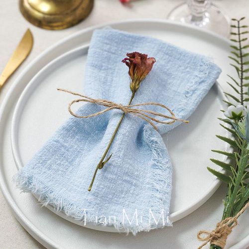 Serviettes Rustiques Vintage En Gaze De Coton,Torchon En Lin Avec Bavure Rtro,Dcoration De Table  Manger Pour Ixde Mariage,12 Pices