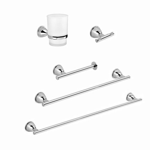 Set 5 Pices D?Accessoires De Bain Fixation Murale conomiques Chroms | Gemma