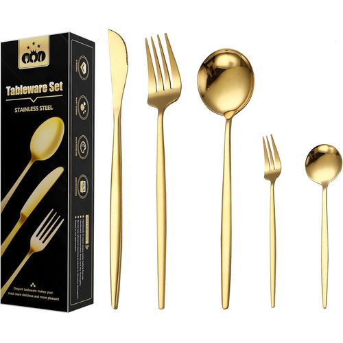 Set Couverts De 6 Personnes Table Dors Mnagre 30 Pices Ensemble De Table Couverts Inox Or Couvert Dor Comprend Des Cout[78]