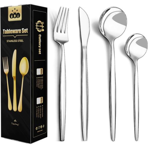 Set Couverts De 6 Personnes Table Mnagre 24 Pices Ensemble De Table Couverts Inox Couvert Comprend Des Couteaux/Fourchett[80]