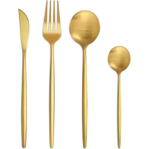 Set Couverts De Table 6 Personnes Dors, Ensemble De Couverts Inox 24 Pices, Comprend Des Couteaux/Fourchettes/Cuillres, F[37]