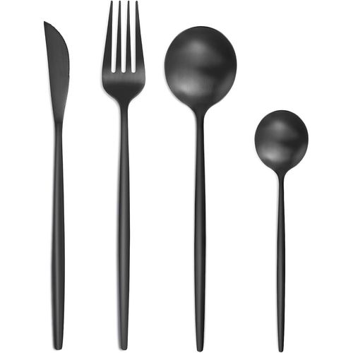 Set Couverts De Table 6 Personnes Noir, Ensemble De Couverts Inox 24 Pices, Comprend Des Couteaux/Fourchettes/Cuillres, Fi[36]