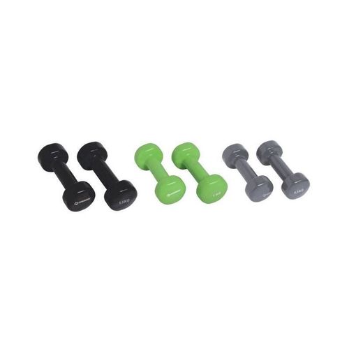 Set D'halteres - Schildkrot - 2 X 0,5kg Anthracite - 2 X 1,0kg Vert Citron - 2 X 1,5kg Noir - Fonte + Vinyle - Valise Avec Poig