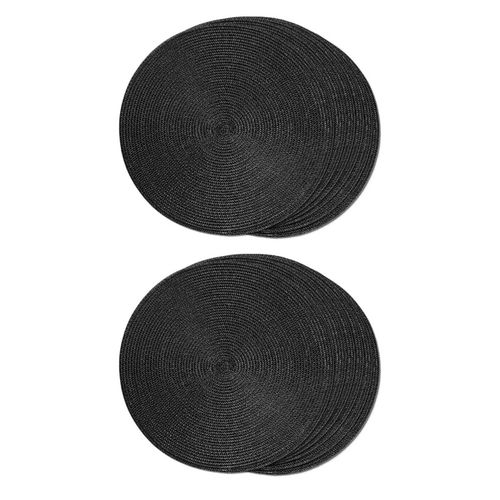 Set De 12 Sets De Table Tresss Ronds Pour Tables De Salle  Manger Sets De Table Antidrapants Lavables Tisss 15 Pouces Halloween Noir