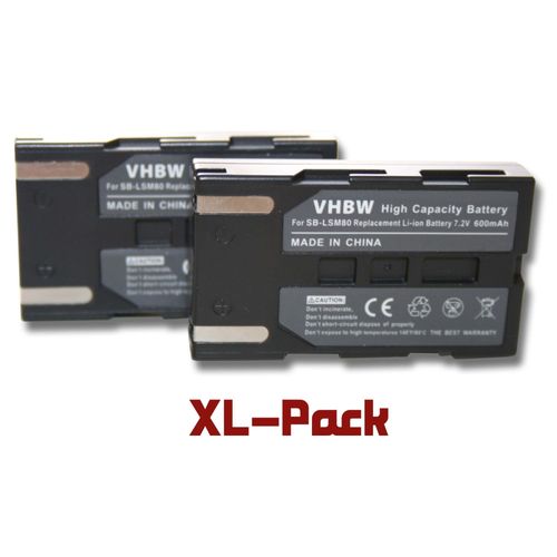 Set de 2 600mAh pour camscope Samsung VP-D362, VP-D364W, VP-D371, VP-D371W, VP-D451, VP-D453 remplace SB-LSM80 / SB-LSM160 / SB-LSM320