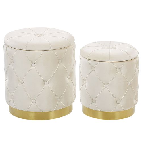 Pouf Pueblo Set De 2 Blanc Velours