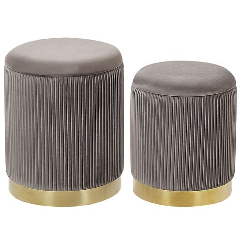 Pouf Miramar Set De 2 Gris Velours