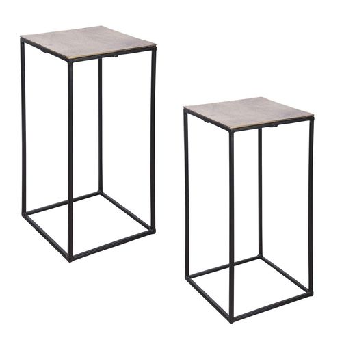 Set De 2 Sellettes Carres Or 38x74 Et 30x64 Cm