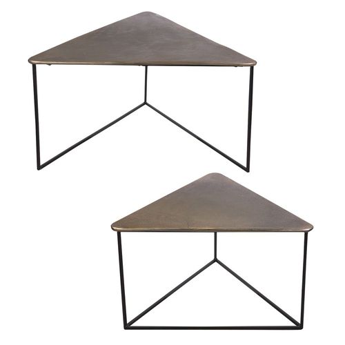 Set De 2 Tables Basses Triangle En Mtal Dor, Longueurs Des Plateaux De 80 Et 6
