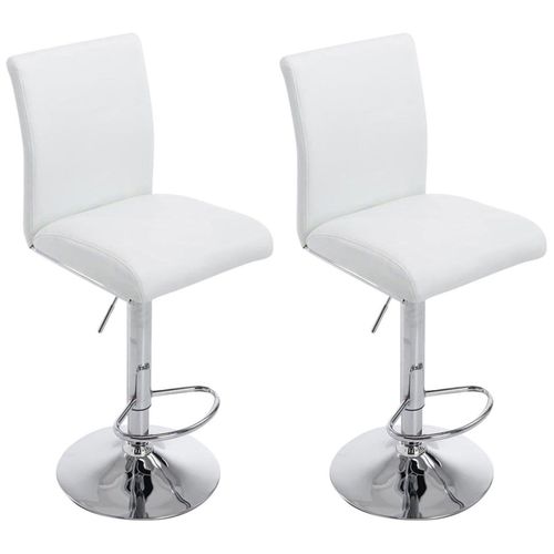 Set De 2 Tabourets De Bar Avec Repose-Pied Design Moderne Synthtique Blanc 10_0000267
