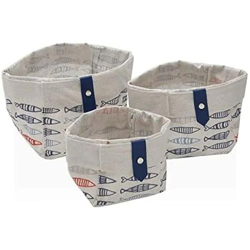 Set De 3 Cestas Carres - Versa - Design Poisson - Idal Pour Rangement - Pratique Et lgant - Polyvalent
