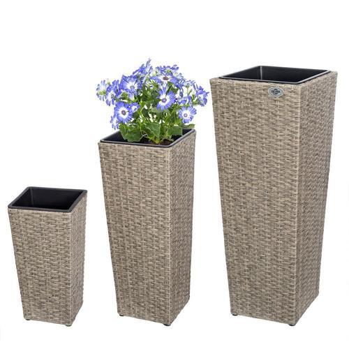 Set De 3 Pots De Fleurs Crme Polyrotin