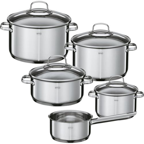 Set De 5 Casseroles, Acier Inoxydable, Avec Couvercle En Verre, Sauteuse, Marmite, Casserole  Manche, Graduation Intrieure, Adapt  L'induction, Lavable Au Lave-Vaisselle