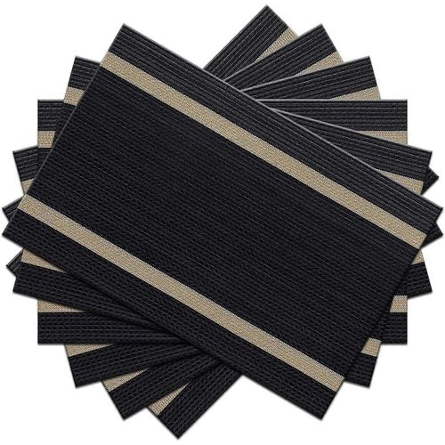 Set De 6 Sets De Table, Sets De Table lgants Noirs Sets De Table Luxueux Lavables Antidrapants Pour La Dcoration De La Maison / Salle  Manger