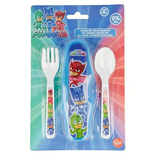 Set De Couvert Plastique Pour Bebe Avec Sa Boite De Rangement Pjmasks Fourchette Cuillere Repas 140 Rakuten