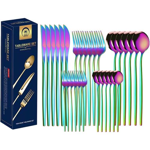 Set De Couverts 30pcs, Service De Table Pour 6 Personnes, Set De Couverts Color, Color, Finition Mate, Set De Couverts/Maison Moderne, Couverts De Salle  Manger, Va Au Lave-Vaisselle
