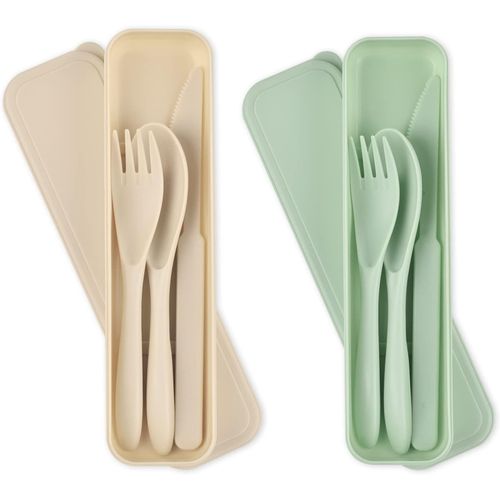 Set De Couverts De Voyage Avec tui, 2 Sets De Couverts En Plastique Rutilisables, Set De Couteaux, Fourchettes Et Cuillre[233]