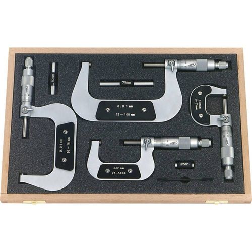 Set De Micromtres 0 - 100 Mm Helios Preisser 0800 513 Lecture: 0.01 Mm Din 863-1 D'usine (Sans Certificat)