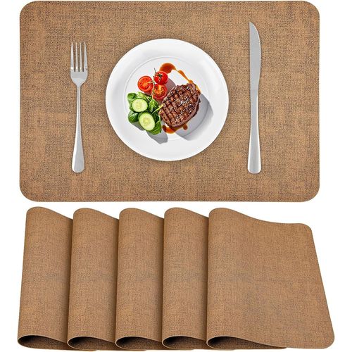 Set De Table En Cuir Lot De 6,Sets De Table Antidrapant Double Face Set De Table Plastique Lavable Set Table Rsiste  La Chaleur,40 X 30 Cm (Brun Vintage,Lot De 6)
