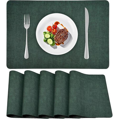 Set De Table En Cuir Lot De 6,Sets De Table Antidrapant Double Face Set De Table Plastique Lavable Set Table Rsiste  La Chaleur,40 X 30 Cm (Vintage Vert,Lot De 6)