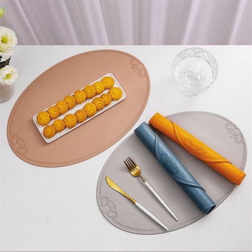 Set De Table Rtro En Pu Tapis DIsolation Ovale De Style Franais Europen Ins Tapis De Table  Manger Occidental Impermable Et Rsistant  LHuile Home F