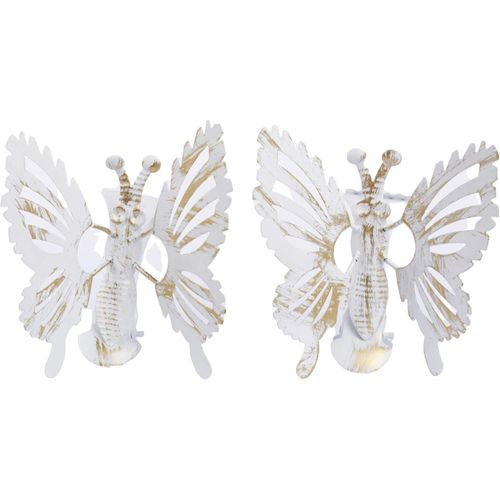 Set Of 2 Metal Curtain Clips With Large Butterfly Design As A Tieback For Decorating Your Windows Or Berries-Small Model-This Clip Will Serve As A Tie Back For Your Net-White/Gold