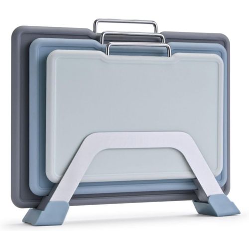 Set Of 3 Plastic Chopping Boards With Stand On Worktop,29 X 22,26 X 19,23 X 16 Cm,Set Of Small Chopping Board With Case,Bpa-Free,Dishwasher Free,Colour Code Green