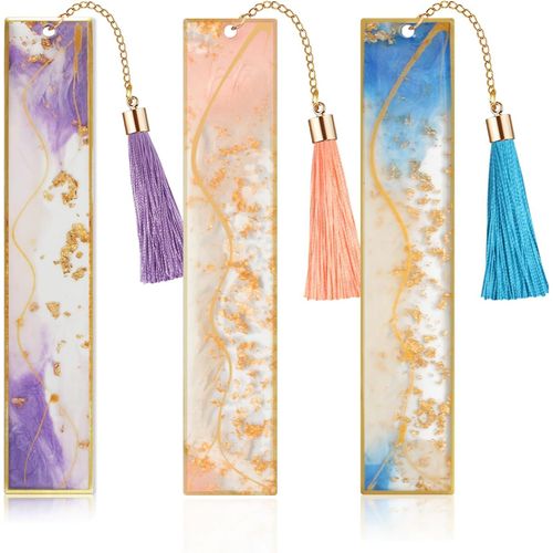 Set Of 3 Resin Bookmarks,Dry Flower Resin Bookmarks,Hand With Tassel,Cute Book Accessories,Gift For Reading Lovers