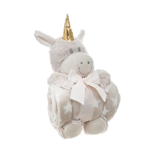 Set Plaid + Peluche Licorne - Gris - Gris