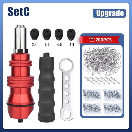 SETC 200PCS Mise ? niveau du pistolet ? riveter ?lectrique 2.4mm 4.8mm, ?crou de Rivet