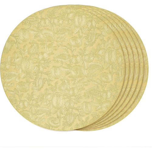 Sets De Table Ronds Lot De 6 Sets De Table Floraux Dors 38cm Tapis De Table Impermable En Simili Cuir Sets De Table Brods Pour Cuisine Fte Salle  Manger