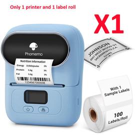 Seulement 1 pièce bleu - Imprimante'étiquettes autocollante Phomemo M110,  impression thermique sans encre, plus de 100 modèles'étiquettes gratuits,  13 langues, 2PK