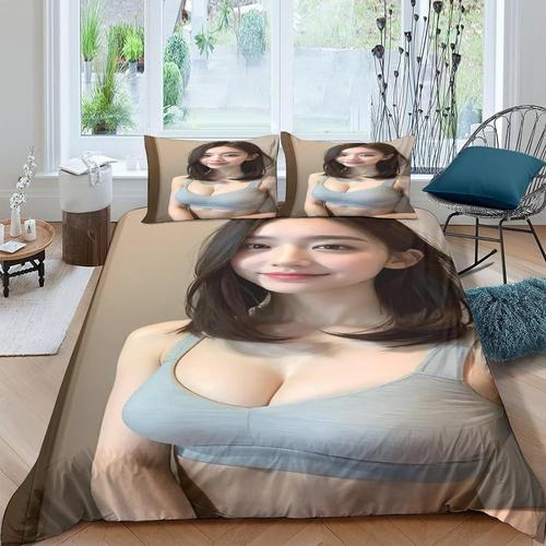 Sexy Girls 3d Imprim Belle Femme Housse De Couette Housse De Couette Parure De Lit Housses De Couette Adc PiCes Microfibre Pour Enfants Et Adultes Avec Taies D'oreiller