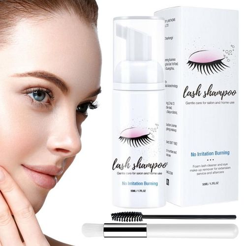 Shampoing Pour Extensions De Cils, 50ml, Avec Baguette De Mascara Et Brosse, Non Irritant, Parfait Pour