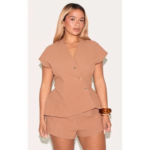 Shape Gilet Asymtrique Ajustable En Effet Lin Caf Au Lait  Boutons Martels, Caf Au Lait