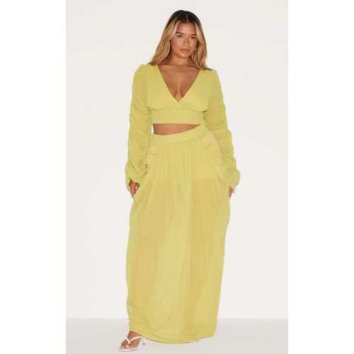 Shape Jupe Longue En Mousseline De Soie Citron Vert Drape  Taille Haute, Citron Vert