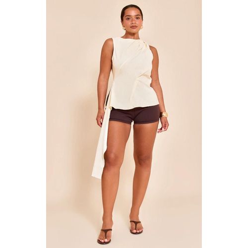 Shape Top En Effet Lin Crme Drap Sur Le Ct  paule Fronce, Crme