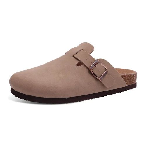 Shevales-Pantoufles Sabots En Daim Pour Femmes,Mules En Lige Souple,Pantoufles De Maison  Enfiler,Sandales D'extrieur Classiques  La Mode - 37