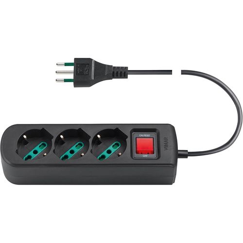 Shiba-0r00637.Cc Prise Multiple Avec Interrupteur Automatique De Protection Et Cble 1,5 M, 3 Sorties Sicury Universel Standard It[6