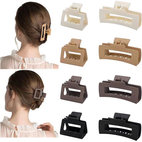 Shiba-8 Pcs Pinces  Cheveux  Griffes Moyennes Pour Femmes, Pinces  Griffes Pour Cheveux Fins/Mi - pais Rectangulaires Mates De[7