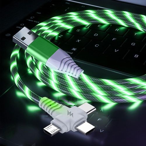 SHIBA-Cble de charge 3 en 1 charge rapide, allumez le chargeur de tlphone multi LED Android cble USB C cble micro USB type C [1