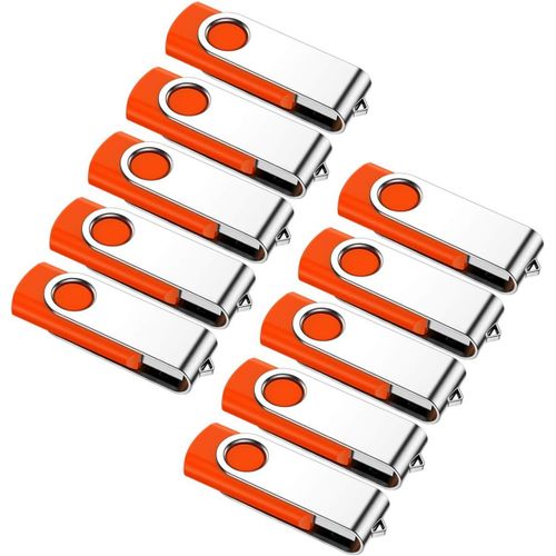 SHIBA-Cle USB 1 Go, Cl USB Lot de 10 Stockage Flash Drive Rotation U Disque Cle USB Pendrive Clef USB 2.0 avec Cordon et LED Ind[1